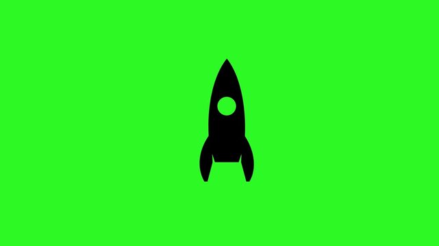 Rocket launch icon minimal flat design animation green screen isolated transparent background startup symbol technology business success takeoff concept modern simple clean graphic motion loop clip
