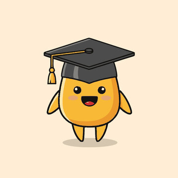 Cute Cartoon Corn Character Wearing Graduation Cap.