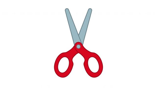 Red scissors icon opening and closing in a seamless snip loop