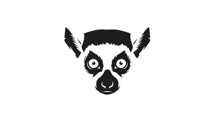 Black and White Lemur Face Illustration. © Richard