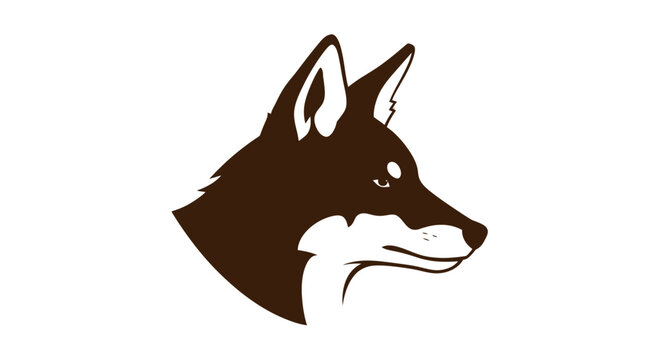 Brown Wolf Head Illustration Profile View.