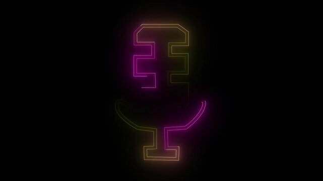 Microphone displays a stylish multicolored neon contour that illuminates the surrounding darkness with a soft radiant light suitable for high-end multimedia applications and professional branding.