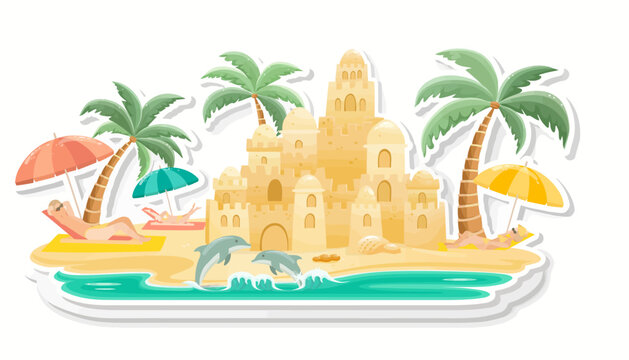 Sandcastle City on a Beach for Spring Break Vacation Sticker