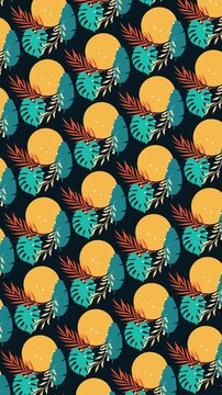 Vertical Tropical vibes seamless pattern looping animation
