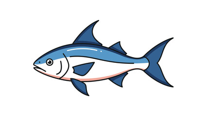 Fototapeta premium Large blue fish with white belly and prominent fins is illustrated in a clean vector style for aquarium and fishing related concepts.