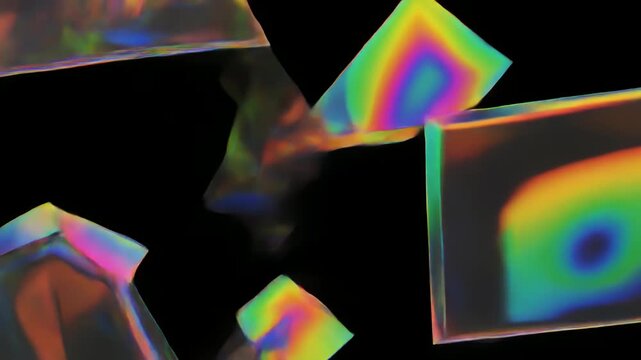 角度で色が移ろうホログラム反射の近未来フレーム背景