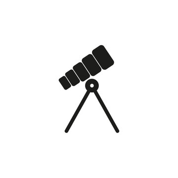 Space telescope icon. Astronomy Vector tool. Tripod lens object. Star gazer symbol. Manual vector only. No autotrace used.