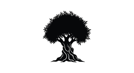 A detailed illustration of a mature tree with abundant foliage a striking silhouette © Mama