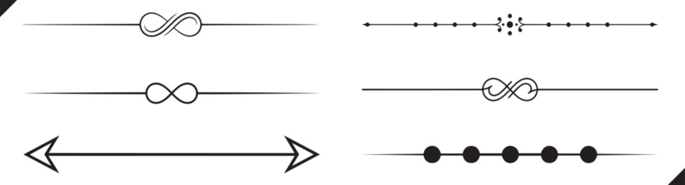 Decorative Elegant Line Art Dividers Set, Vintage Ornamental Borders and Design Separators Vector Collection