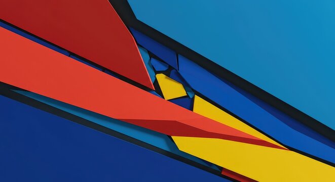 Abstract composition featuring shattered planes and layered textures in vibrant, contrasting colors, emphasizing visual disruption ,dynamic ,graphic ,pieces