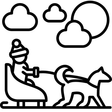 Dog Sledding Line Icon