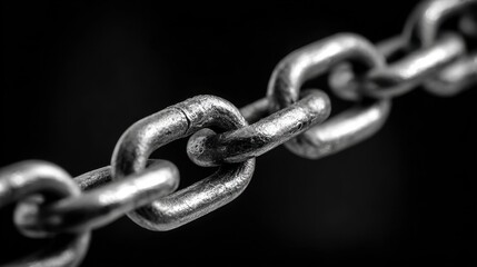 Fototapeta premium Shiny heavy chain with large links in black and white studio lighting