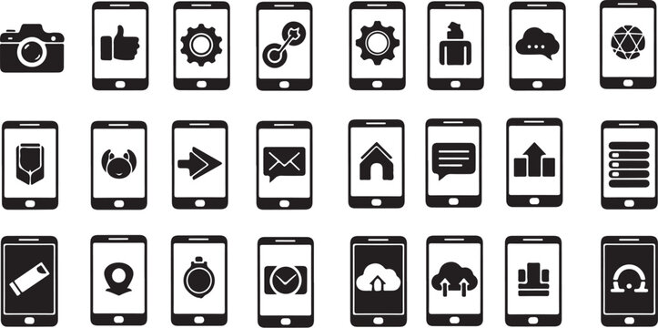 Mobile phone icons and symbols on screen display
