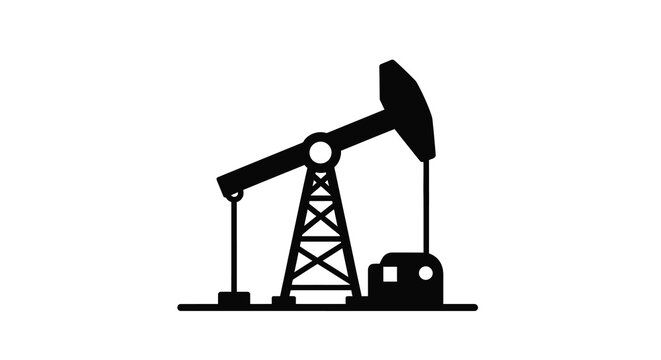 A black silhouette of an oil pump against a plain white background silhouette