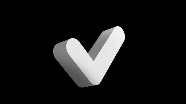 3D white check mark on transparent background