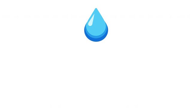 Stylized Blue Water Droplet Drip Loop on Transparent Background