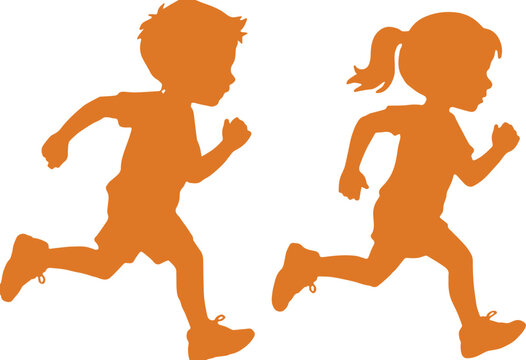 Children sprinting at school recess