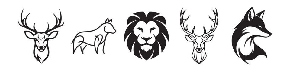 Fototapeta premium Black and white animal icons Vector