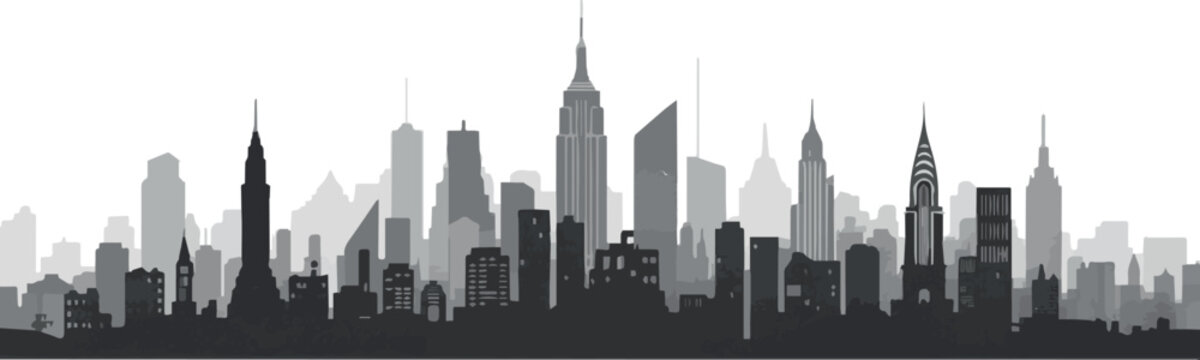 city skyline silhouette with skyscrapers