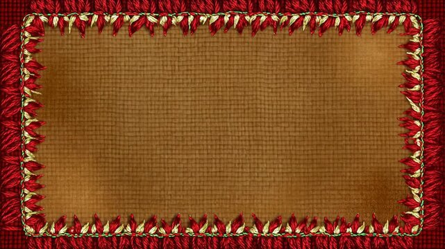 刺しゅう糸で縁が現れる温もりある布クラフトの装飾枠