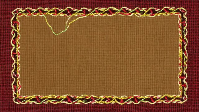 刺しゅう糸で縁が現れる温もりある布クラフトの装飾枠