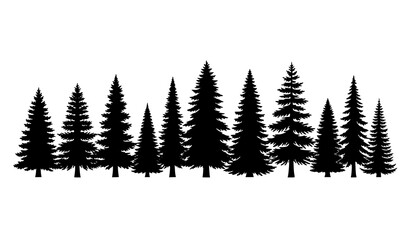 Obraz premium Forest pine tree silhouette vector collection evergreen nature set