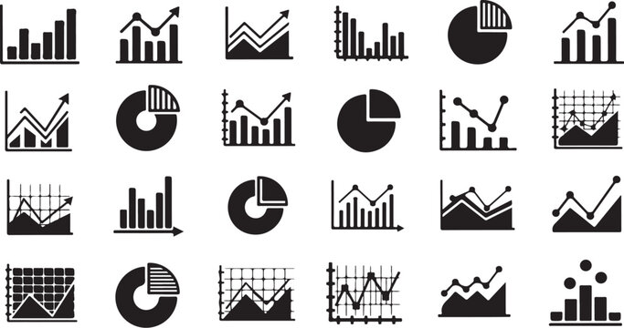 Collection of various chart and graph icons