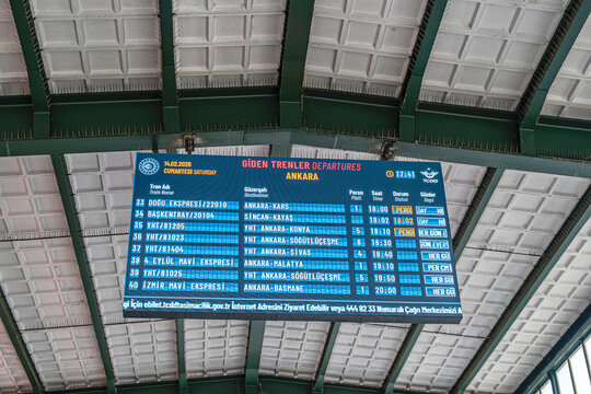 Ankara Gar, Turkey-February 14, 2026: The scenic views of the Dogu Ekspres, from Ankara to Kars, the longest train journey, which takes 24 hours and is among the world's most epic train journeys, beca