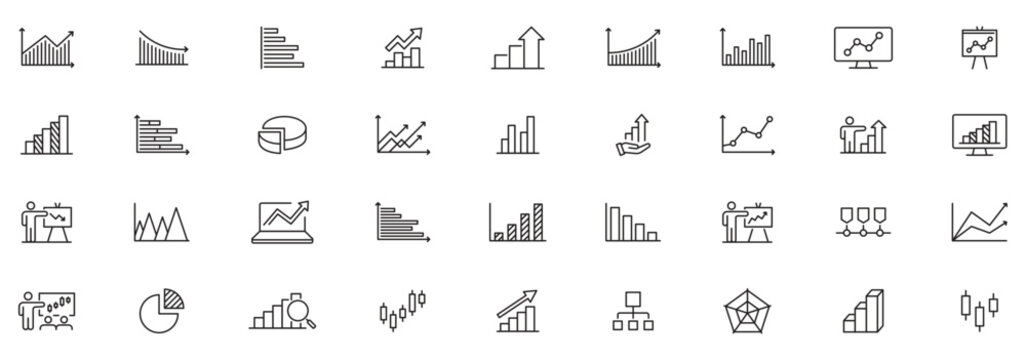 Data analysis icon vector set. profit graph illustration sign collection. data science symbol or logo.