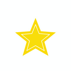 Fototapeta premium A vibrant yellow star shape isolated on a plain white background.