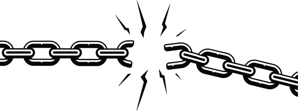 Chain break illustration representing liberation strength independence and overcoming limits or barriers