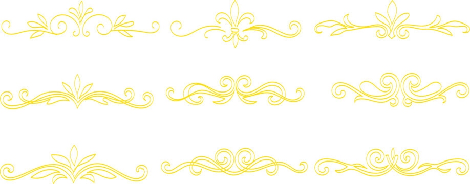 Large collection of vintage calligraphic dividers and floral ornament design elements. vintage separators and floral graphic embellishments in black eps. Elegant vintage ornamental dividers set with s