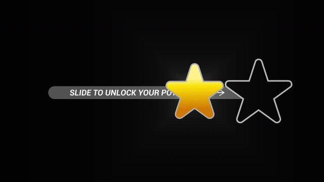 star slide to unlock potential concept, slider moving on alpha background. 4k video animation
