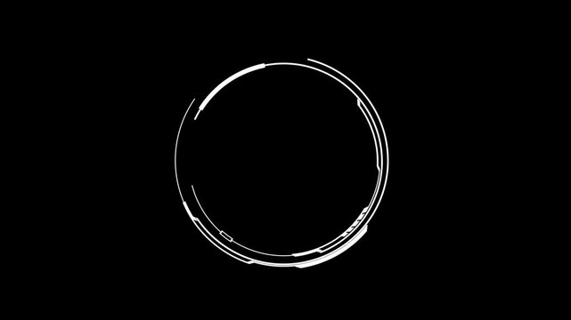 Futuristic White Circle HUD Element on Black Background with Video Loop with Motion Graphics