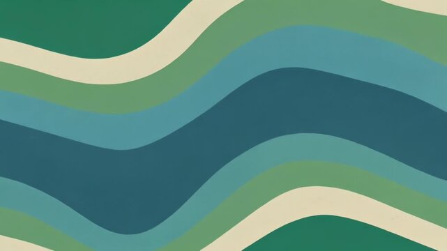 青緑と生成りの幾何学模様が流れるレトロな紙質感の抽象背景