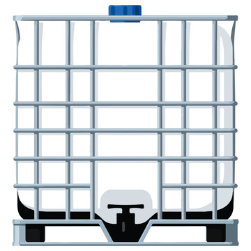 Industrial IBC Tote Tank Flat Vector Illustration