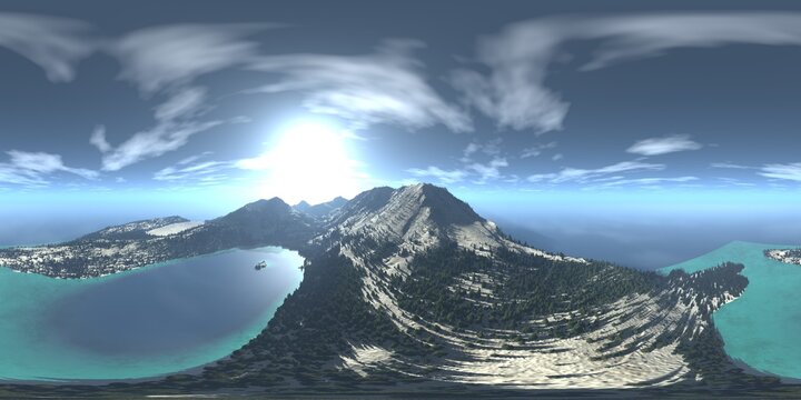 archipelago, sea bay, HDRI, environment map , Round panorama, spherical panorama, equidistant projection, 360 high resolution panorama 
