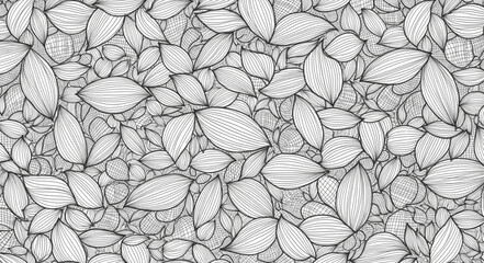 Detailed Black and White Leaf Pattern Illustration. © Minatullohilmalikil