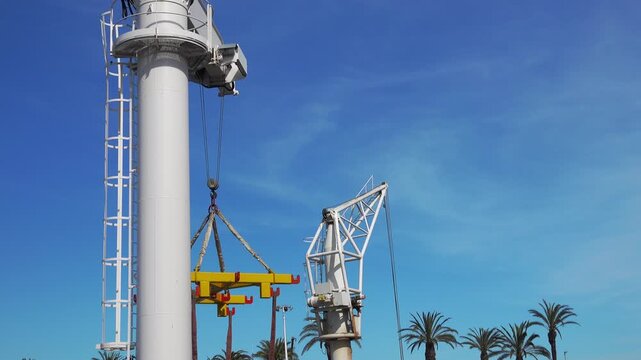 a crane in the port for launching yachts
