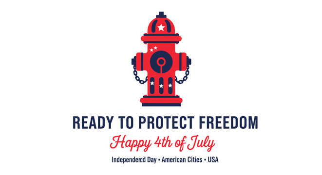 American Independence Day, 4th of July, Fire Hydrant Icon, Patriotic Symbol, USA Celebration