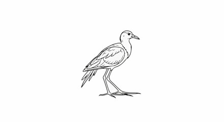 Fototapeta premium Line drawing of a wading bird standing on spindly legs