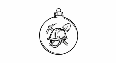 Fototapeta premium Ornament with hard hat, pickaxe, and shovel inside