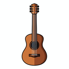 Fototapeta premium Illustration of a classic wooden acoustic guitar on white background.