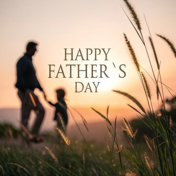 Joyful father and child celebrating outdoors in evening light for Father's Day occasion
