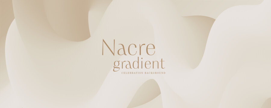 Nacre gradient abstract background with soft beige and pearl tones, smooth flowing shapes and gentle light transitions on minimal backdrop