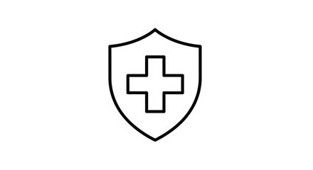 Fototapeta premium Medical Shield Icon with Cross - Healthcare Protection and Safety Symbol