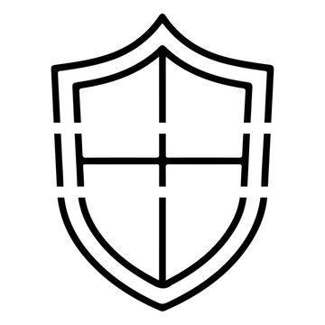 Shield icon, protection symbol, security logo, black line art