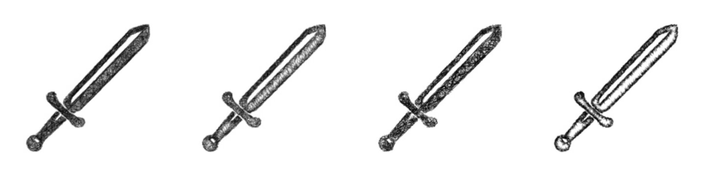 Sketch greatsword icon design set