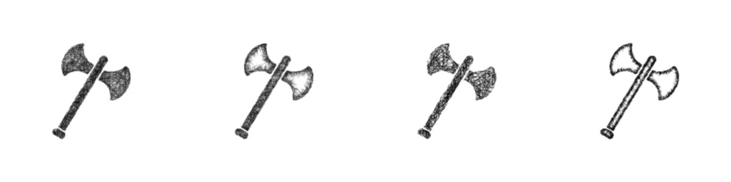 Sketch double axe icon design set