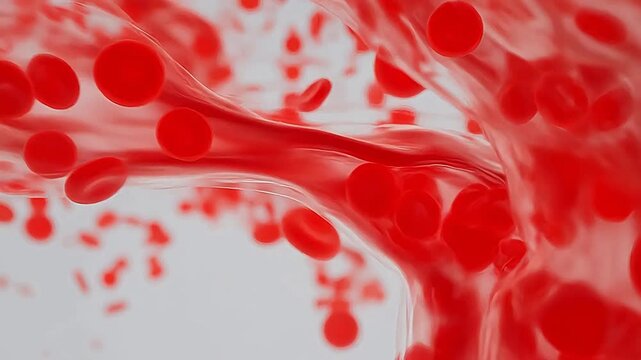 Red blood cells flowing in a vessel